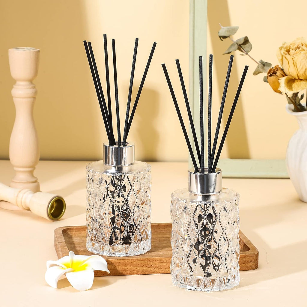Norme 16 Pack Empty Reed Diffuser Bottles with Caps Rattan Sticks, Silver