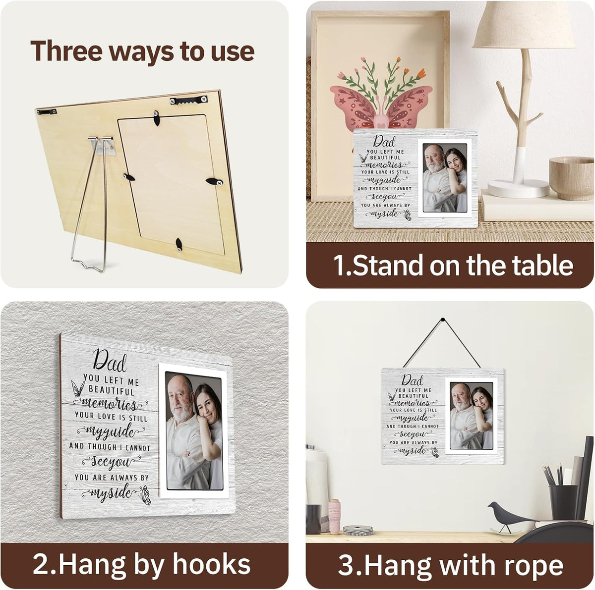 SteadStyle Memorial Gifts for Loss of Father, Dad Memorial Frame Fits 4x6