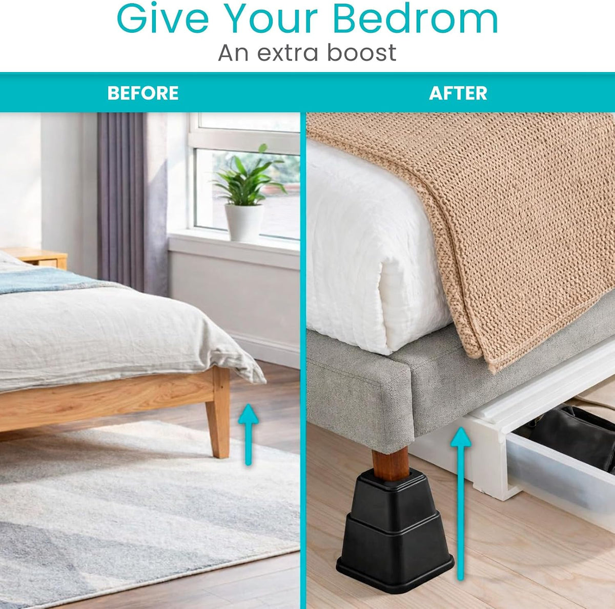 Vive Bed Risers Heavy Duty (4 Pack - 5 Inch) - Furniture Lifts Risers