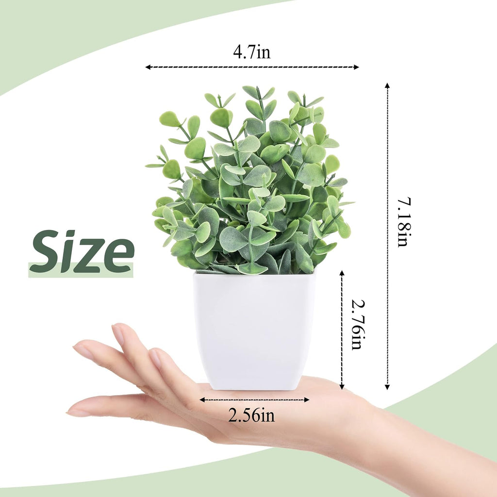 Der Rose 8 Pack Small Fake Plants in White Pots, Office Home Decor Indoor