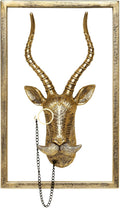 Newinhome Animal Heads Wall Decor (Includes Metal Frame) Resin Animals Sculptures Head Wall Hanging Decoration Gold vintage Wall Sculpture for Living Room Bedroom Office(Antelope)