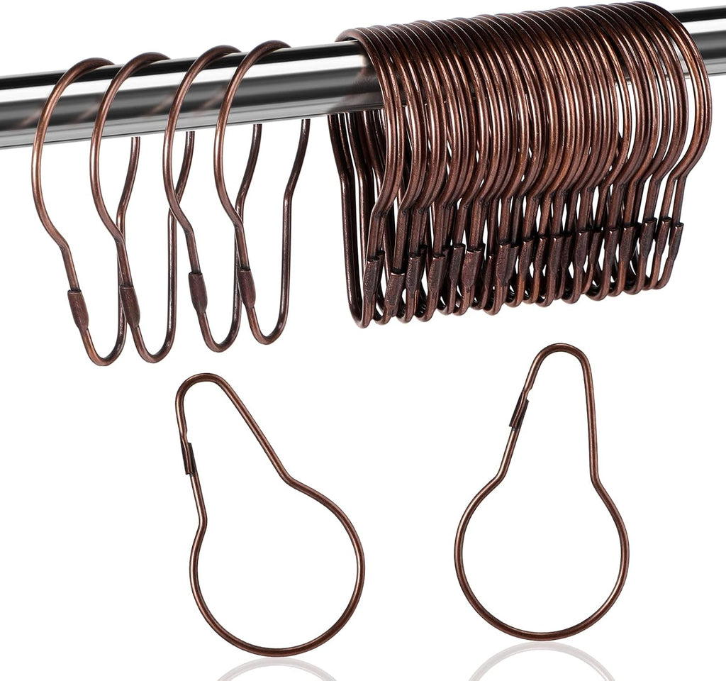 Queekay 60 Pcs Metal Shower Curtain Hooks Reusable Hanging Clips, Broze