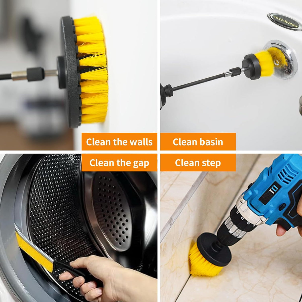 10 Pcs Drill Brush Attachment Set, Drill Scrubber Brush Kit