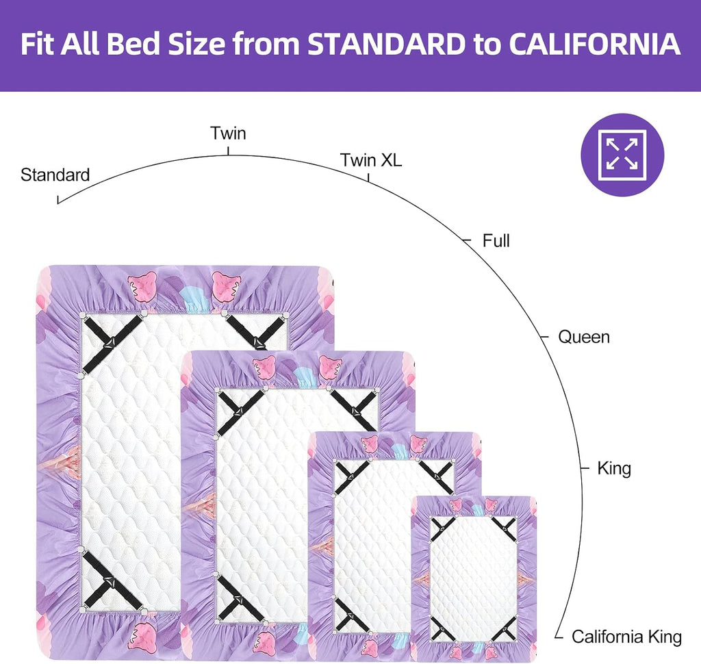 Bed Sheet Fasteners, Triangle Sheet Straps Mattress Clips, 3 Way Fitted Bed Corner Holder Sheet Suspenders Grippers for Bedding Sheets, Mattress Covers, Sofa Cushion (4PCS)