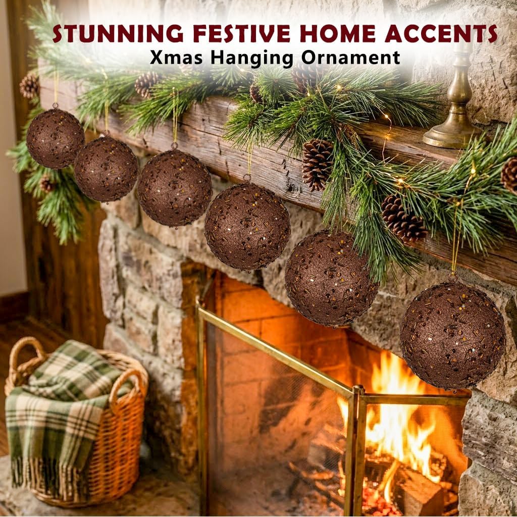 4Pcs 4.7" Large Bronze Christmas Balls Ornaments for Christmas Trees