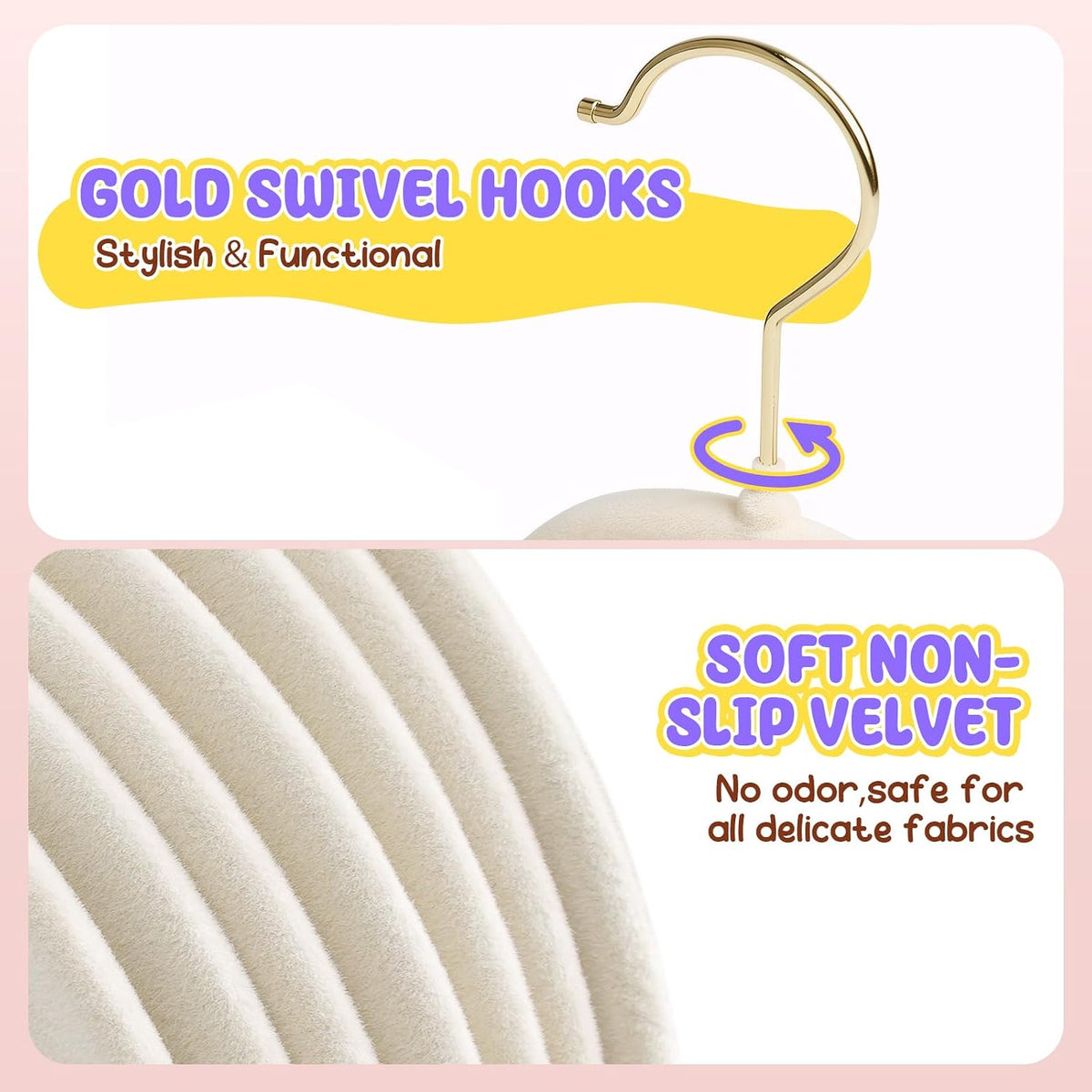 Flottian 30 Pack Baby Velvet Hangers Kids 11",Baby Hangers with Gold Hook