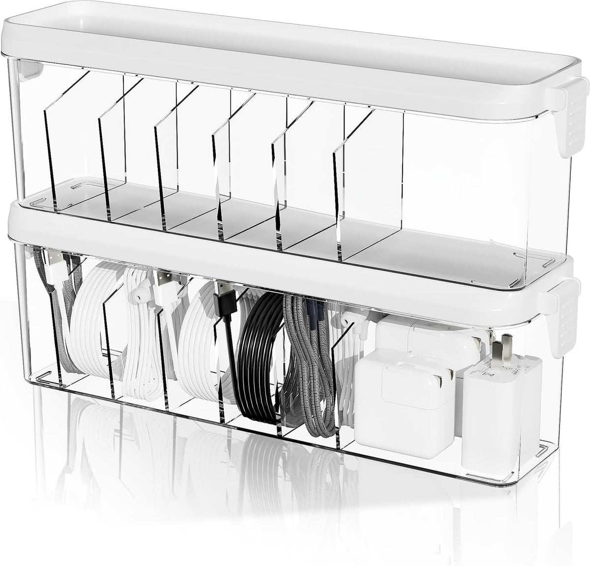 Desktop Charger Cord Storage Organizer Box Cable Organizer Box With Lid