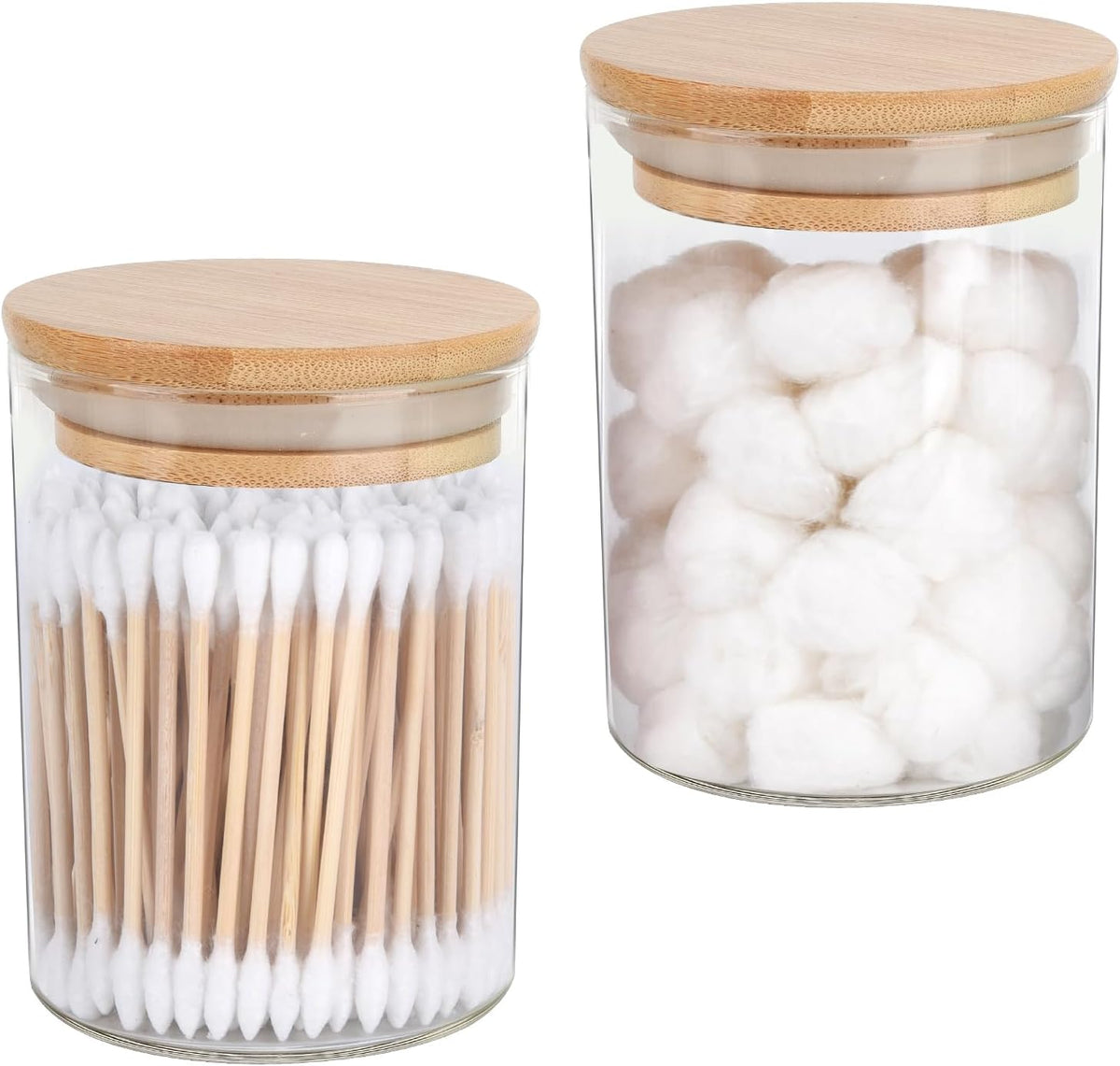 BKYFPQ 2 Pack Glass Qtip Holder Dispenser for Cotton Ball,Swab,Pads,Floss