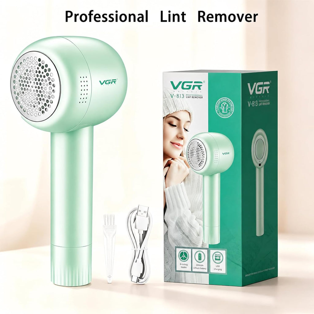 VGR 813 Rechargeable Fabric Shaver,6-Blade Lint Remover,Green