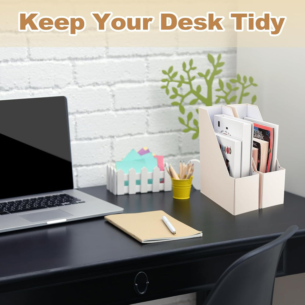 Feifeiya Magazine Holder Set of 6 Cardboard File Holder Desk, Beige