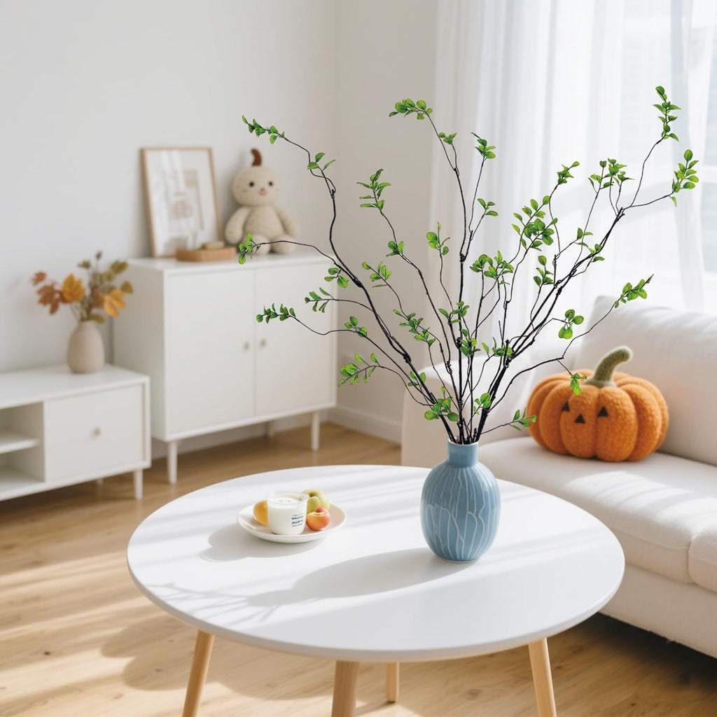 6 Pcs Artificial Ficus Branches Faux Eucalyptus Stems Fake Plants Indoor