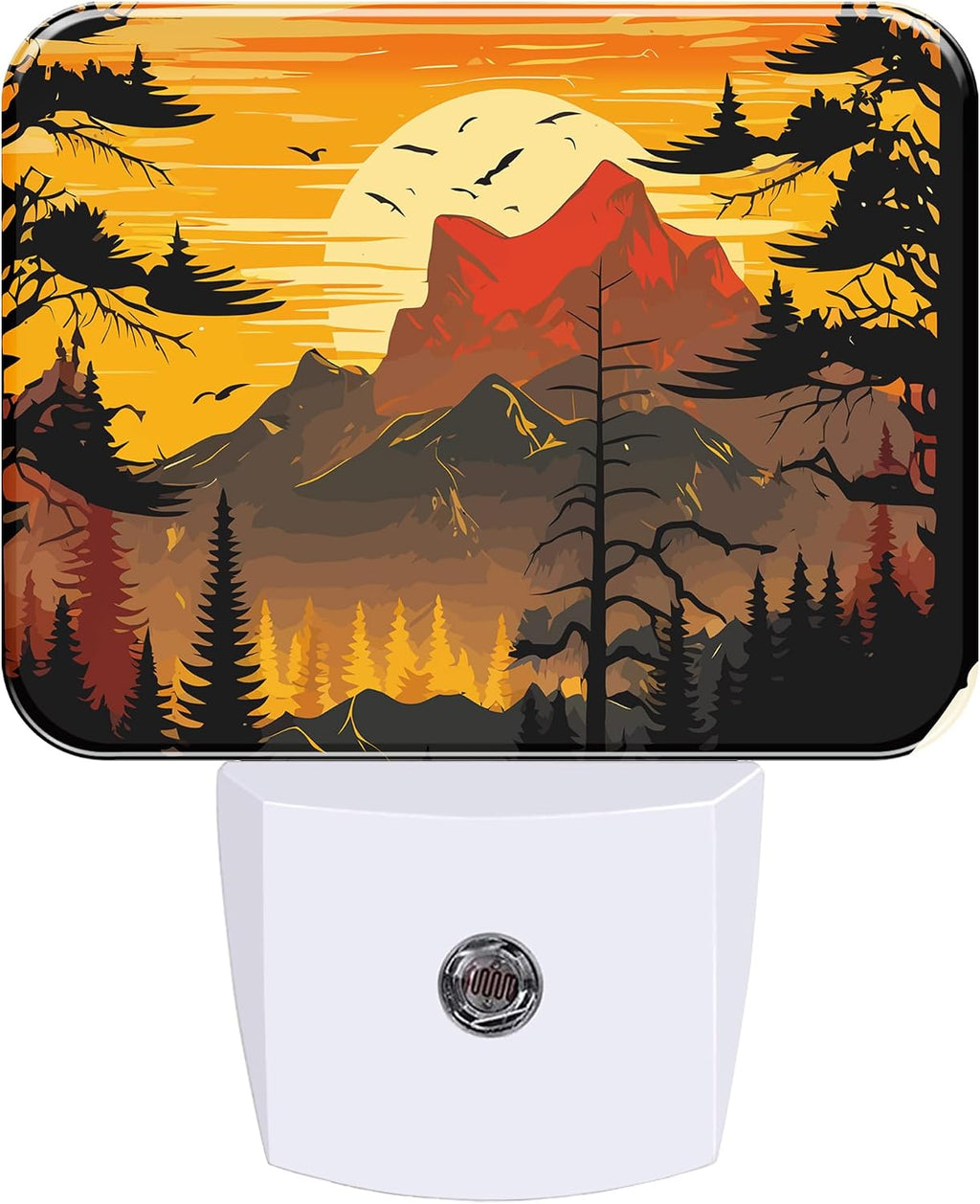 Night Light Vintage Mountain Landscape Plug-in Wall LED Night Lamp with Dusk-to-Dawn Smart Sensor Lamp for Adult Bedroom Living Room Hallway Kitchen