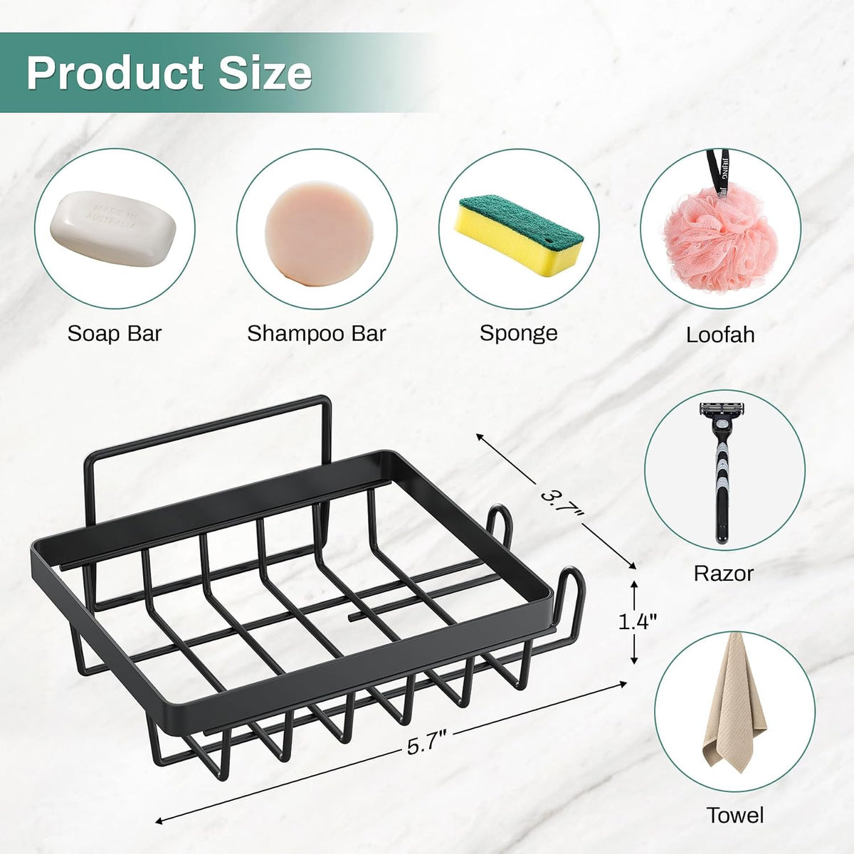 Self Draining Adhesive Soap Bar Holder for Shower Wall with with Soap Saver