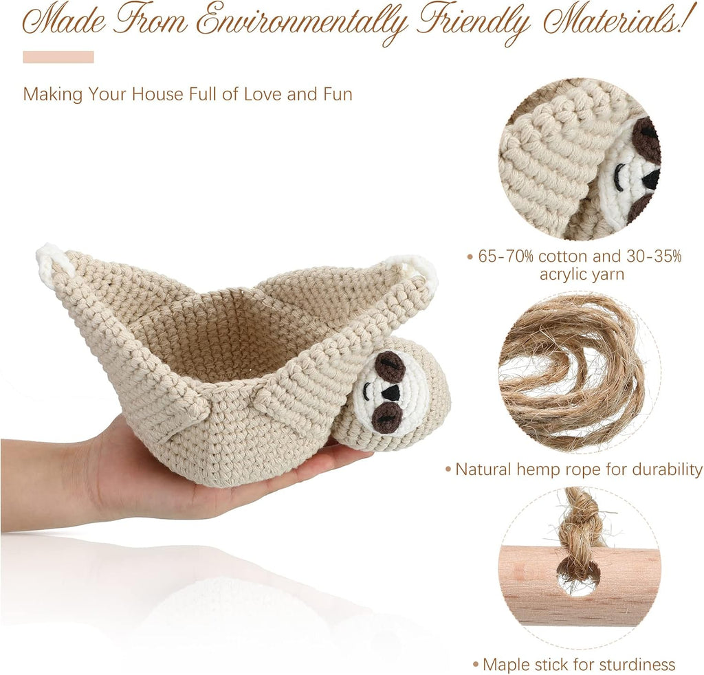 Eaasty Macrame Plant Hanger Crochet 4 Inch Sloth Hanging Planter