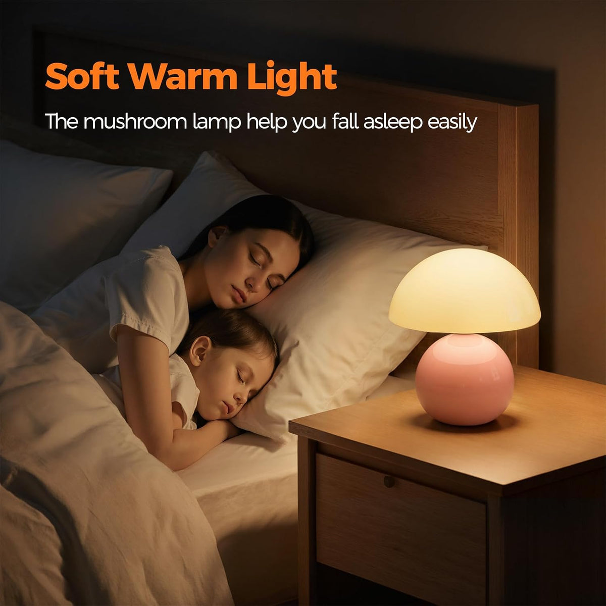 NIORSUN Mushroom Lamp Table Lamp for Bedroom, Portables Cordless Table Lamp,Wireless lamp,Small Bedside Table Touch Lamps for Living Room,Mini Mushroom 5200mAh Battery Operated Lamp Modern Pink