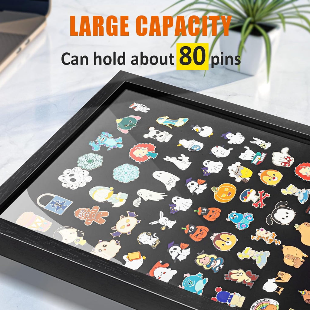 tutata 12x16 Pin Display Case, Enamel Pin Frame, Wall Mount Shadow Box