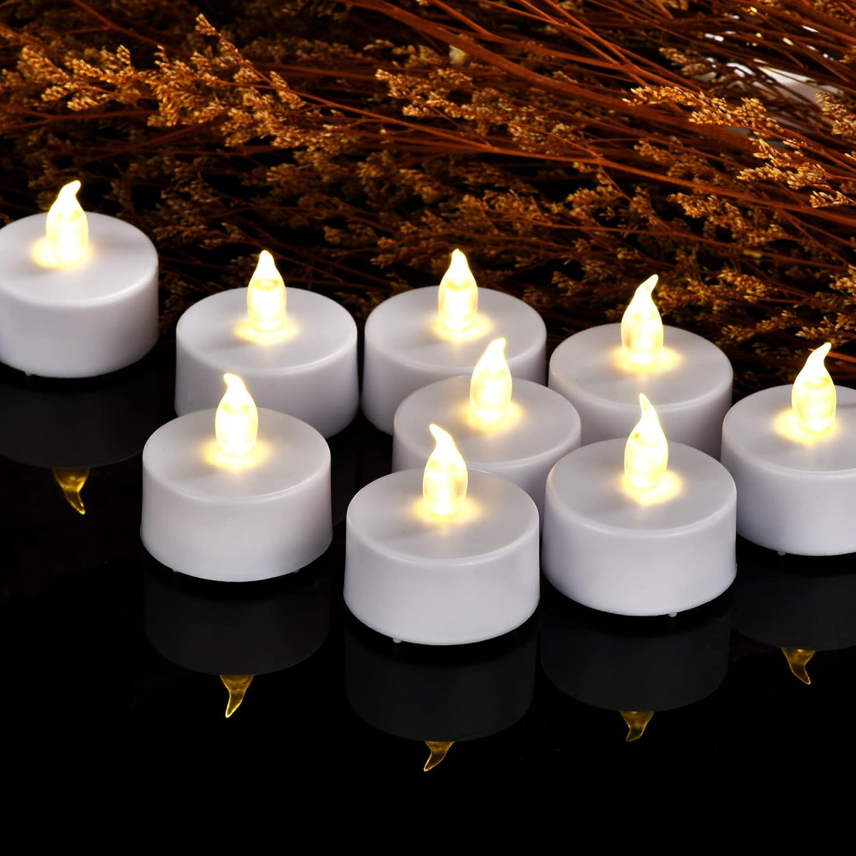 Battery Operated Flameless Tea Lights,Warm White 100Pack for Decoration