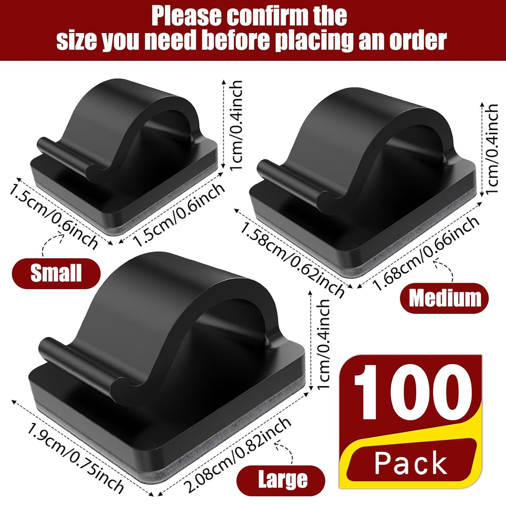 Blulu 100 Pcs Christmas Light Clips, Self Adhesive, Medium, Black