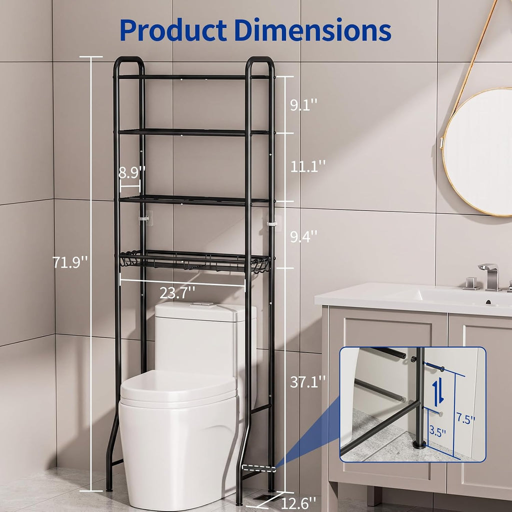 Delamu Over Toilet Storage Rack, 4 Tiers (71.9" H) Bathroom Organizer Shelf