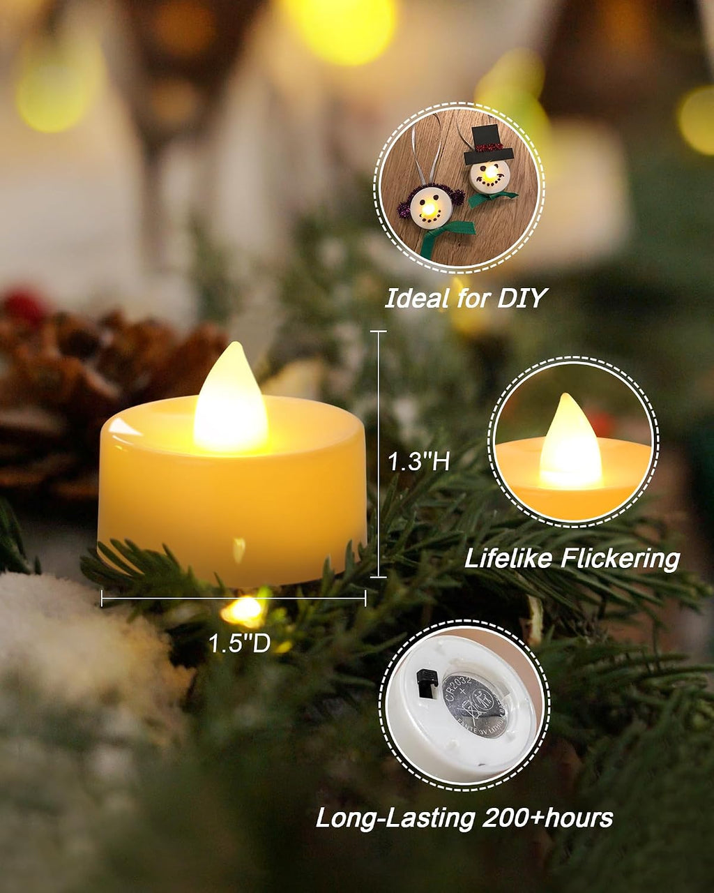 Amagic 30 Pcs Flickering Flameless LED Tea Lights Battery Operated, Ivory