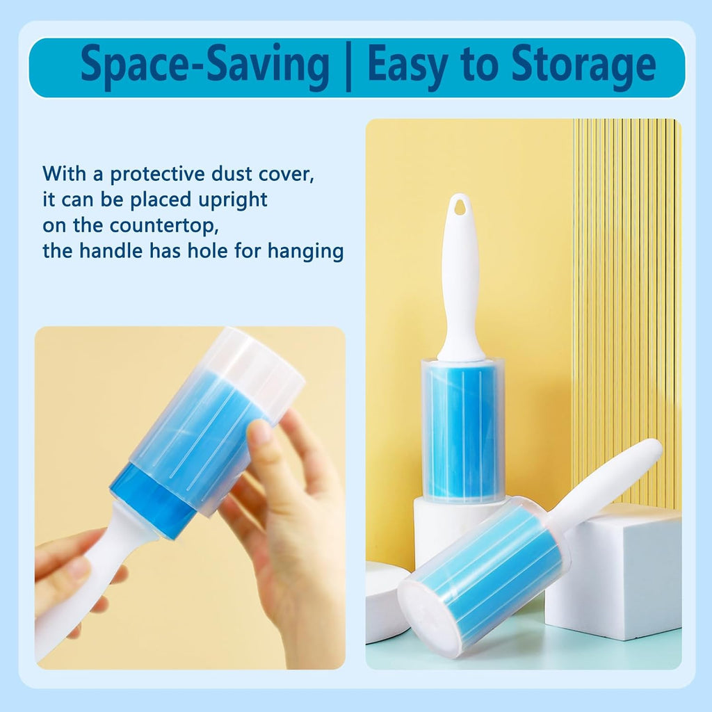 Reusable Lint Roller 3 Pack, Washable Sticky Lint Rollers, Cat Dog Pet Hair Remover Cleaner for Clothes, Furniture, Carpet, Travel, Sofa, 1 Large with Dust Cover + 2 Foldable Mini, Portable Lint Brush