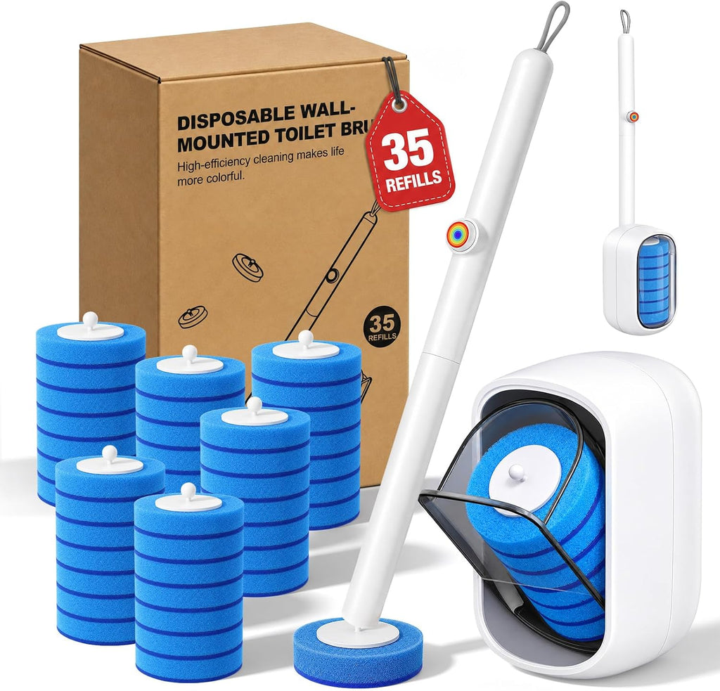 MOPUP Disposable Toilet Brush Set, 35 Refills