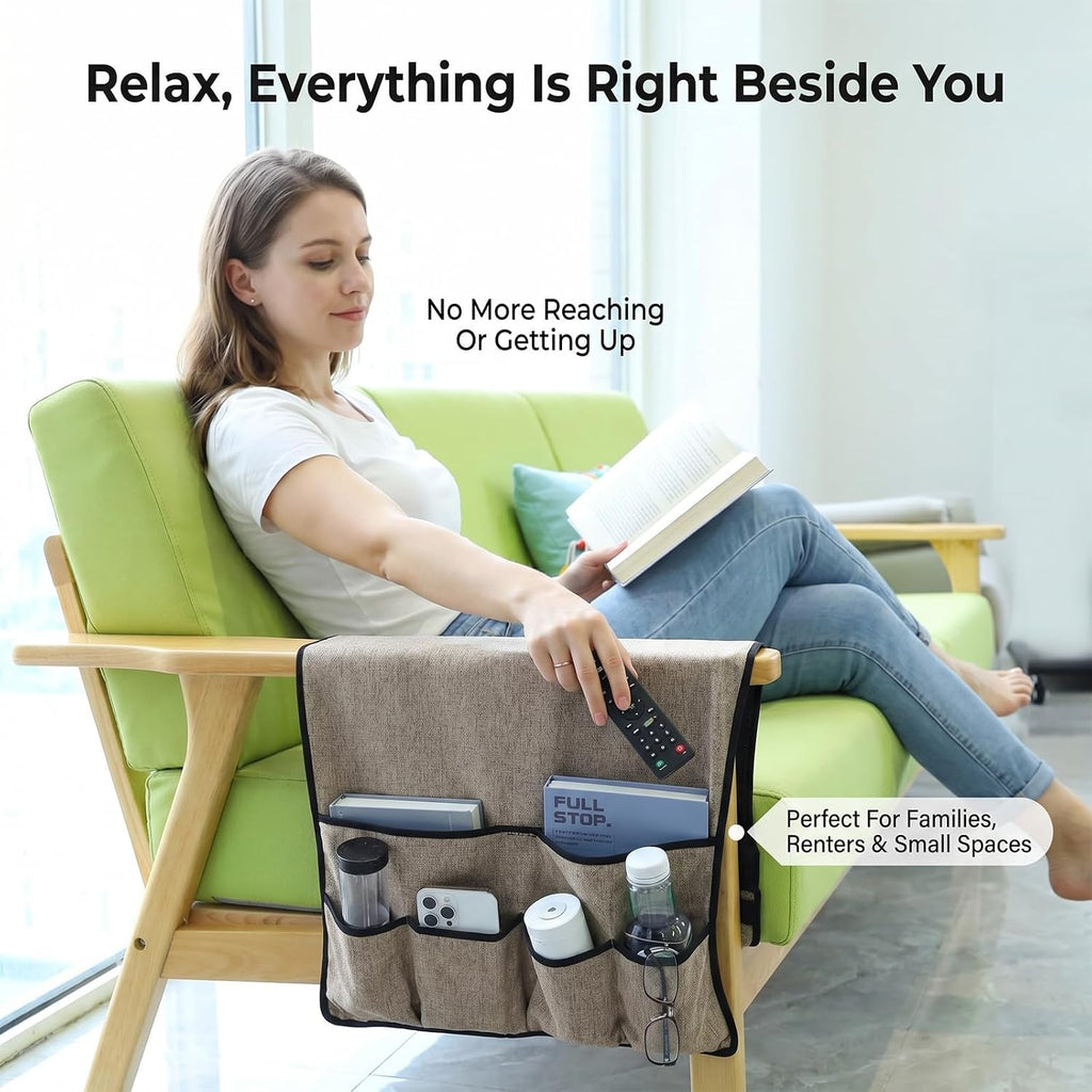 Remote Control Holder, Fits 33.1" x 18.5" Armrest (Brown)