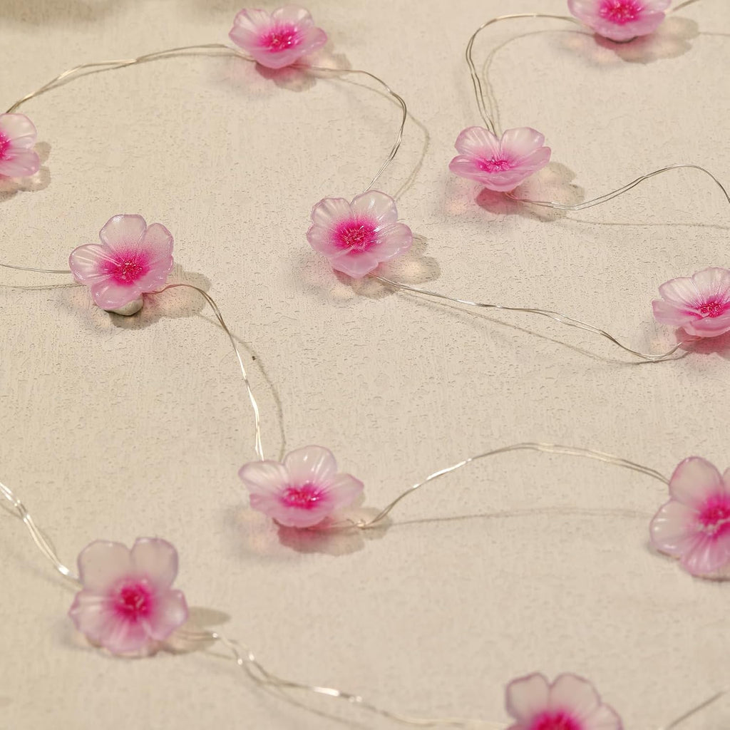 4 Pack Cherry Blossom String Lights 13ft 40 LED USB Plugin & Battery Operated Flower Fairy Lights with Remote & 8 Modes & Timer,Ideal for Bedroom Wedding Party Japanese Decor- Warm White