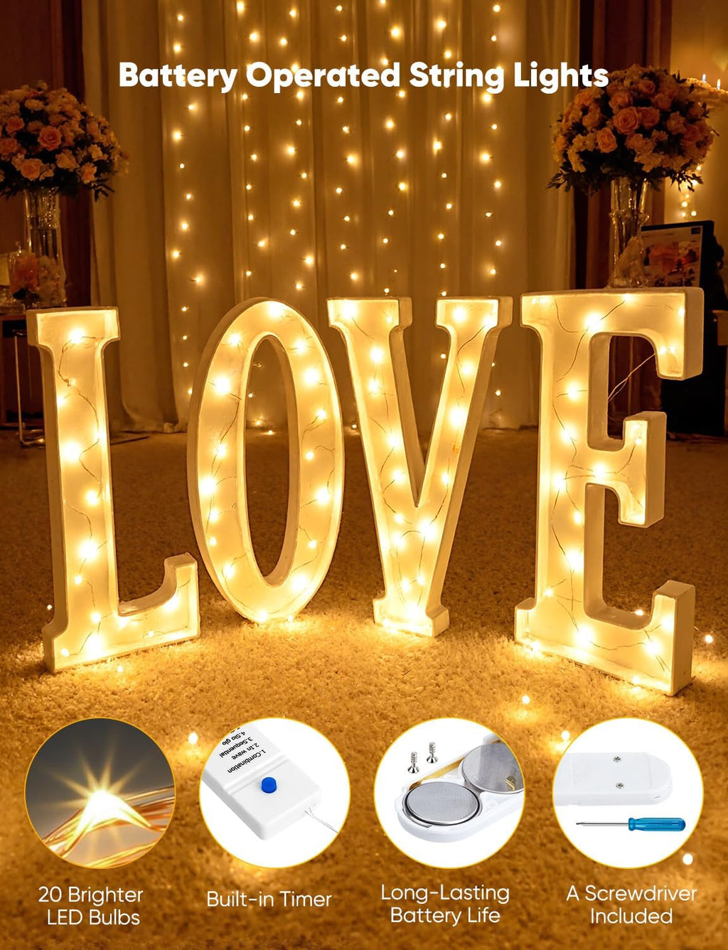 Minetom 12 Pack Warm White Battery Operated Fairy String Lights 8 Modes