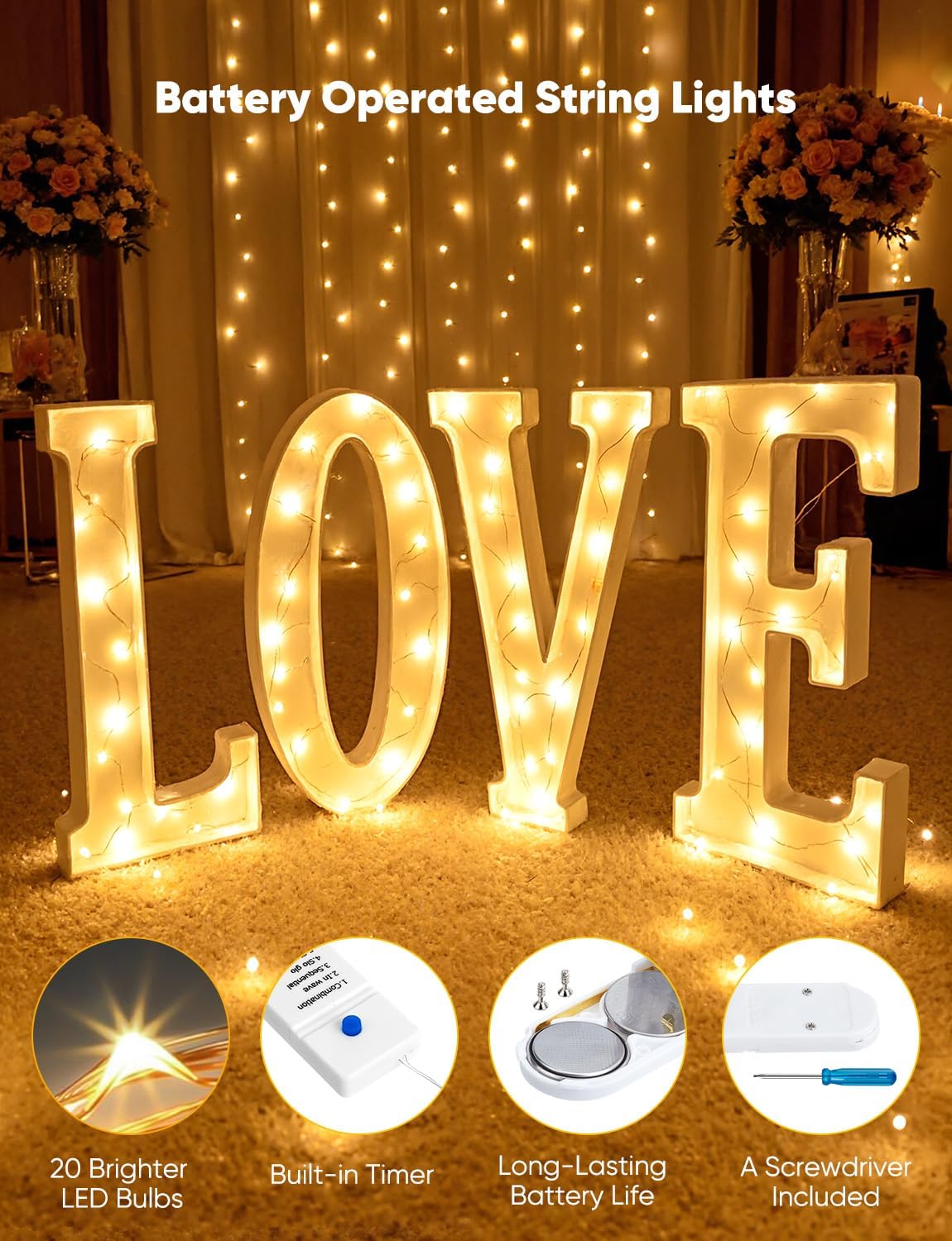Minetom 12 Pack Warm White Battery Operated Fairy String Lights 8 Modes