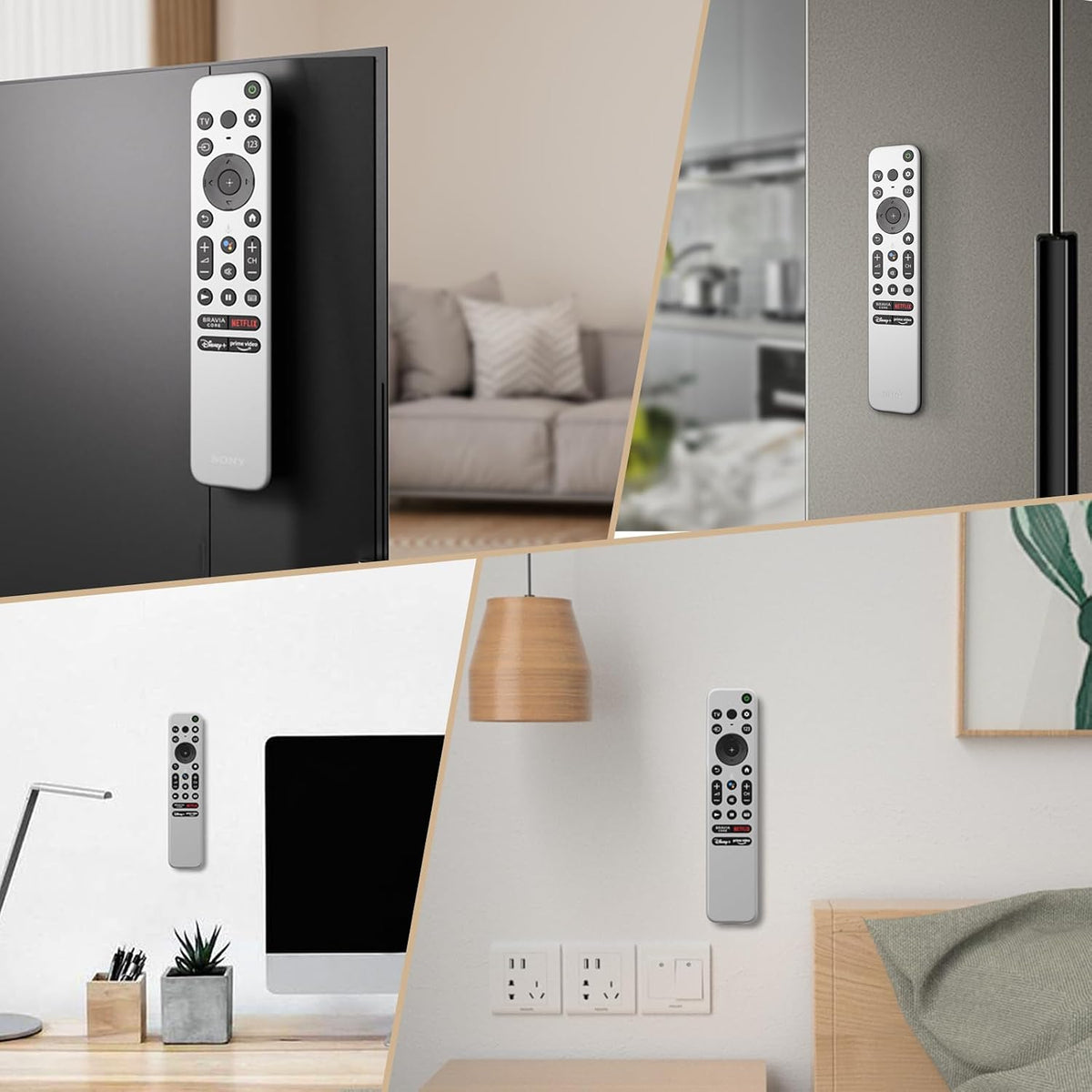 Magnetic Remote Control Holder Wall Mount, [Upgraded with Adhesion Promoter] TV Remote Holder Organizer for Bed Headboard & Nightstand, No Drill Sticky Remote Caddy for Roku (Black, 6 Pack)
