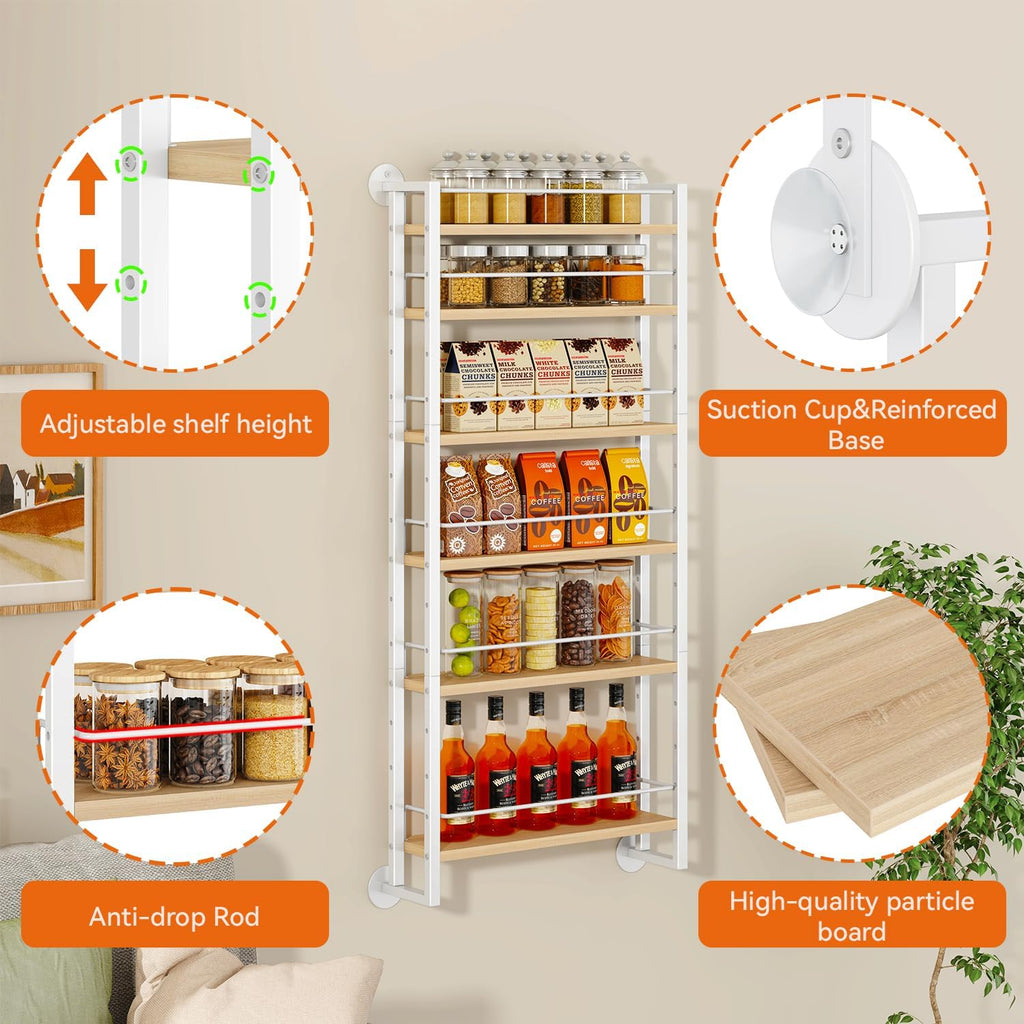IBUYKE Over the Door Spice Organizer,Door or Wall Mount,Natural TLJ028R