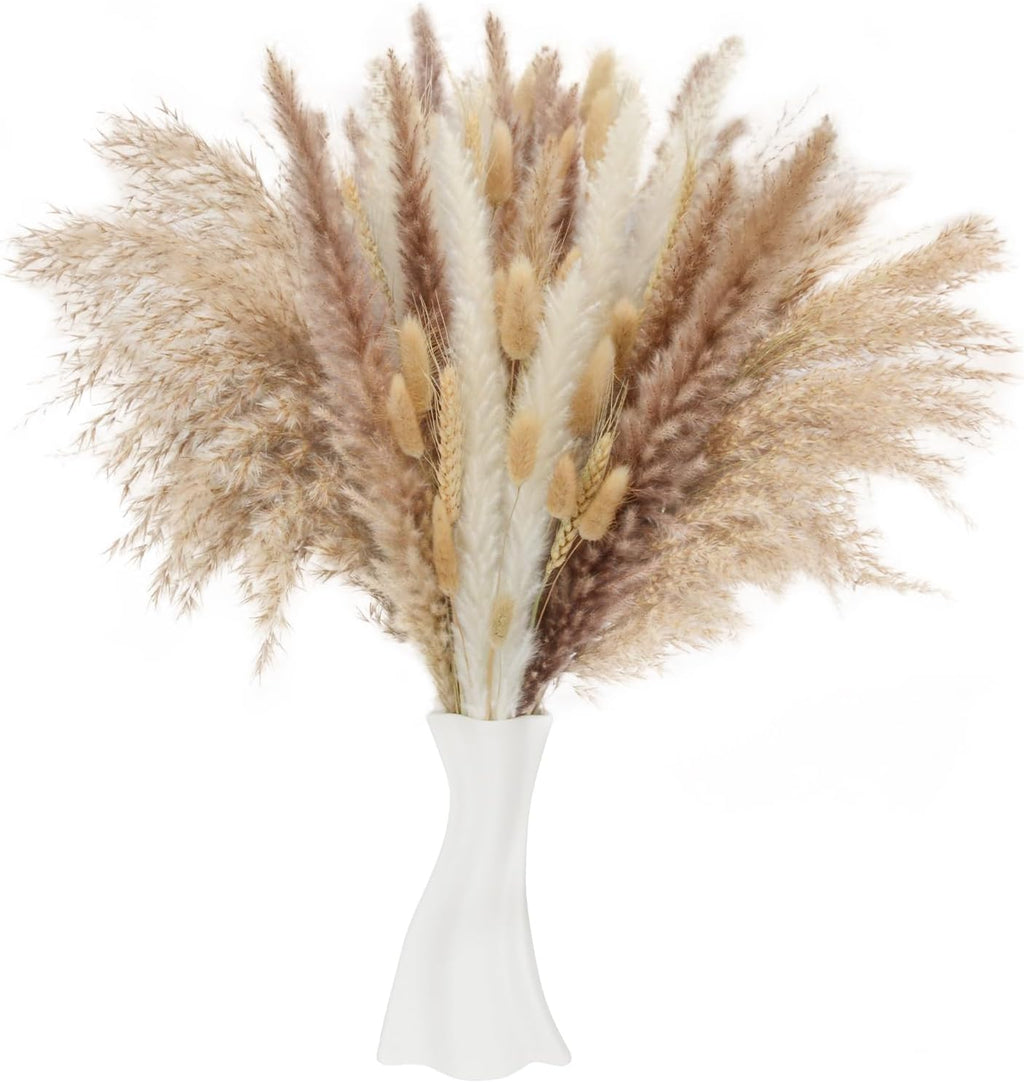 110PCS Natural Dried Flower 17inch Boho Dried Pampas Grass for Home Decor