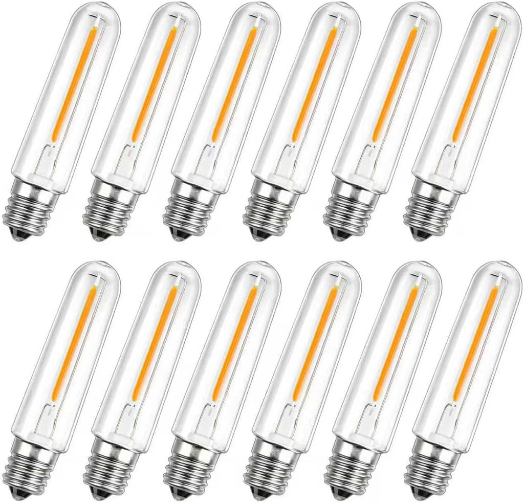 KGC 12 Pack LED T13 Replacement Light Bulbs for S14 Outdoor String Lights, 0.6W Night Lights Bulb Equivalent to 11W Incandescent Bulb, 2200K Warm White, E12 Candelabra Bulbs Dimmable