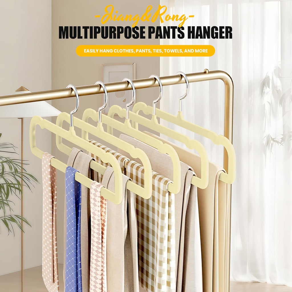 Jiang&Rong 30-Pack Velvet Pants Hangers (Beige)