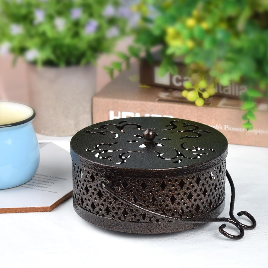 4 Pieces Mosquito Coil Holder Incense Coil Burner Indoor Outdoor Camping Use Portable Coil Holder Incense Burner Holder (Bronze Rhombus)