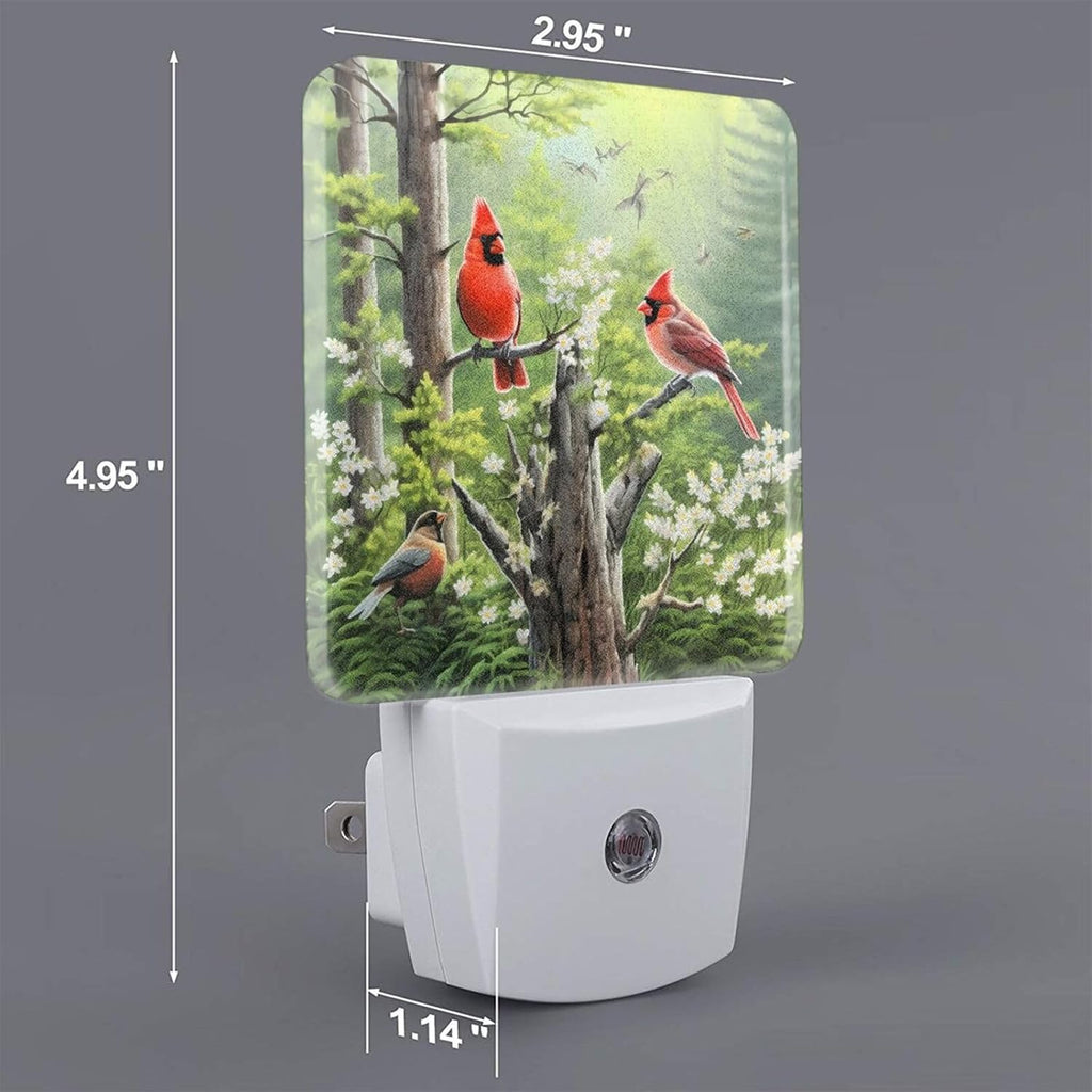 Fall Tree Set of 2 Night Lights, Spring Trees Birds Auto Sensor LED Dusk-to-Dawn Night Lamp Plug-in Indoor Home Decorative for Adult
