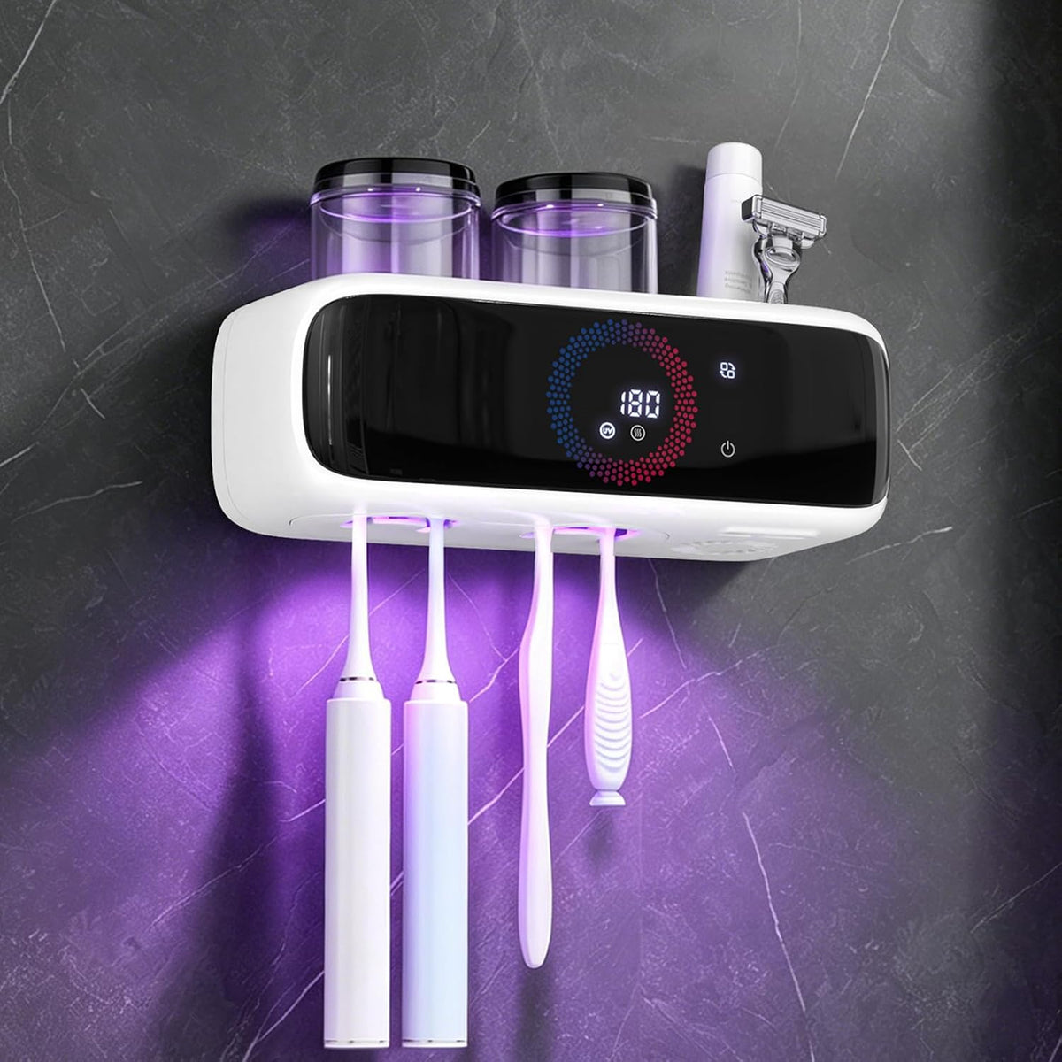 Toothbrush Holders for Bathrooms, UV Tooth Brush Holder Sanitizer & Drying