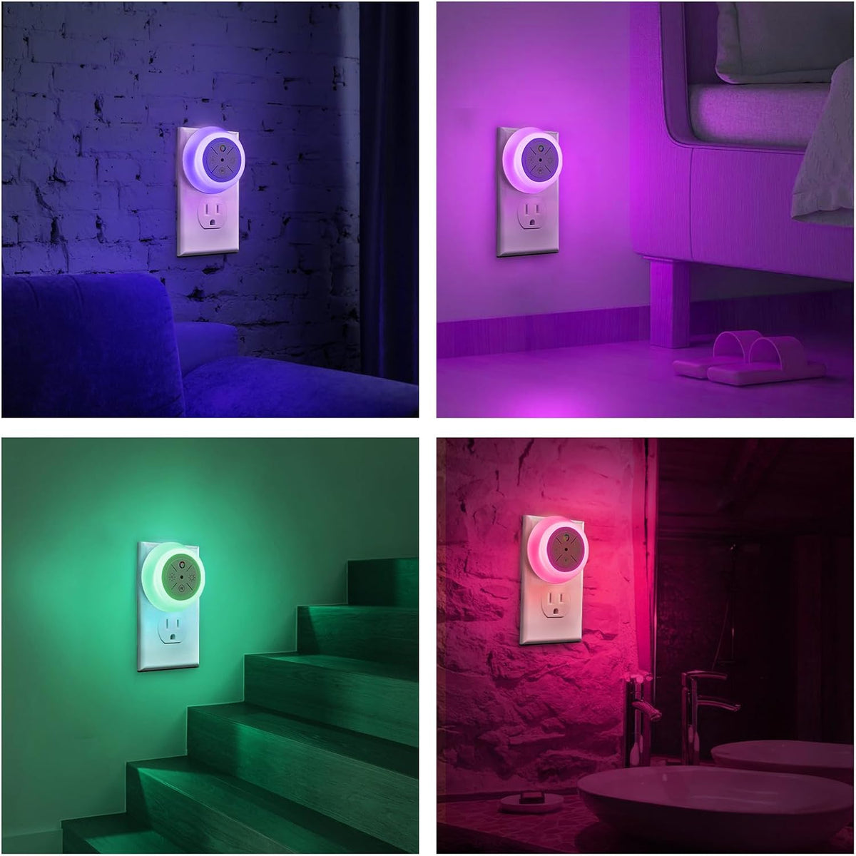 Dawnrise Night Lights Plug Into Wall with 12-Color Changing, 4 Pack