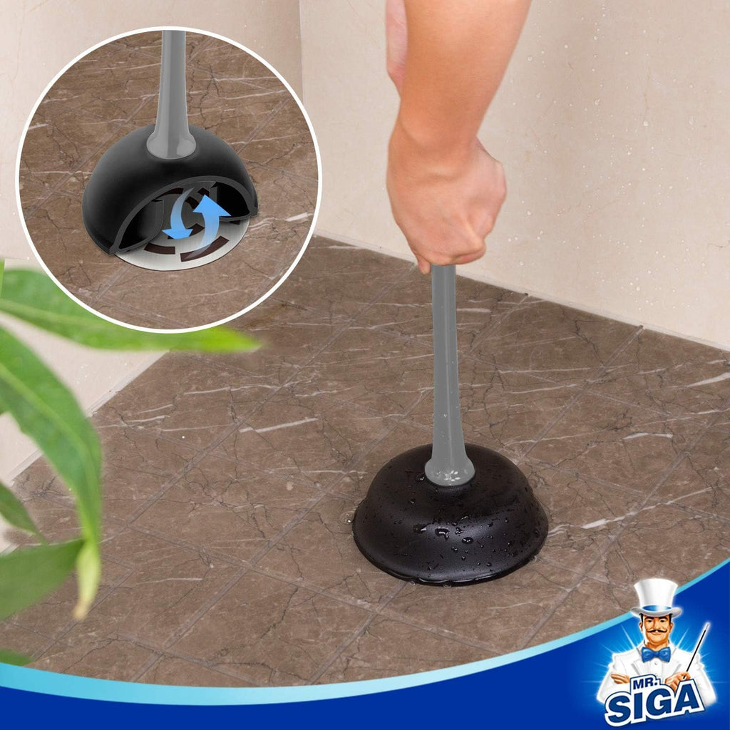 MR.SIGA Toilet Plunger and Brush Combo for Toilet Cleaning, Gray, 2 Set