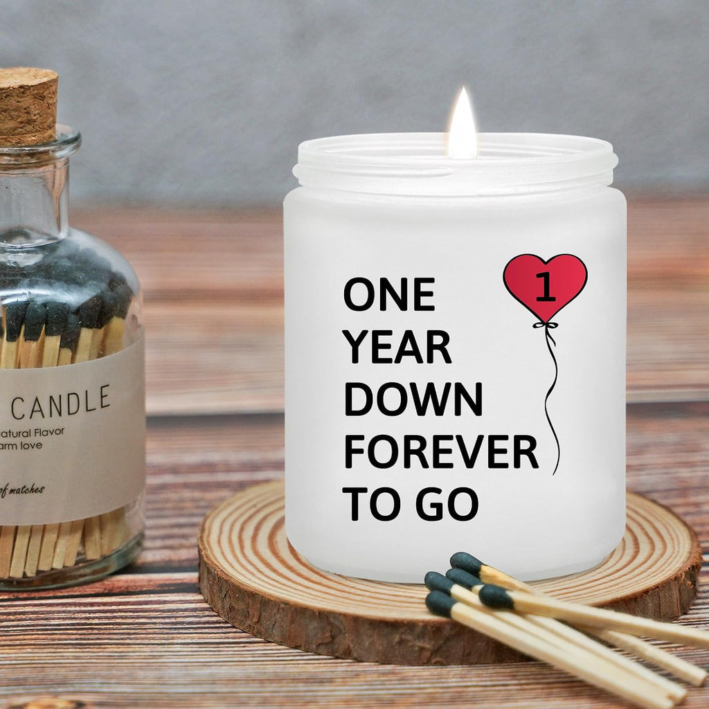 Maybeone 1 Year Anniversary Candle for Women, Men - One Year Anniversary Wedding Gifts for Couple Girlfriend Boyfriend - 7 Oz 1st Aniversario Candle