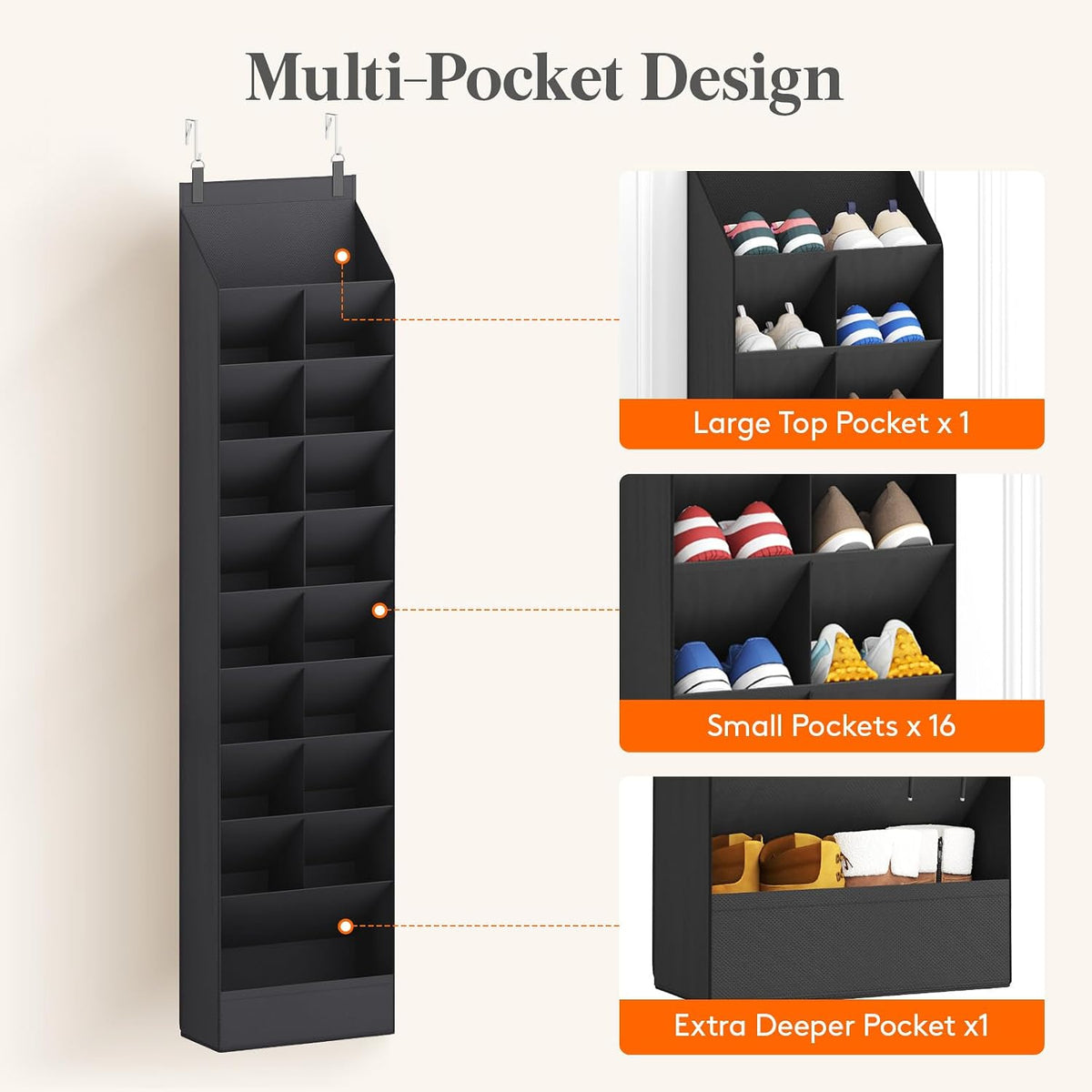 Lifewit 10 Tier Over the Door Shoe Organizer Cabinets,19 Large Deep Pockets