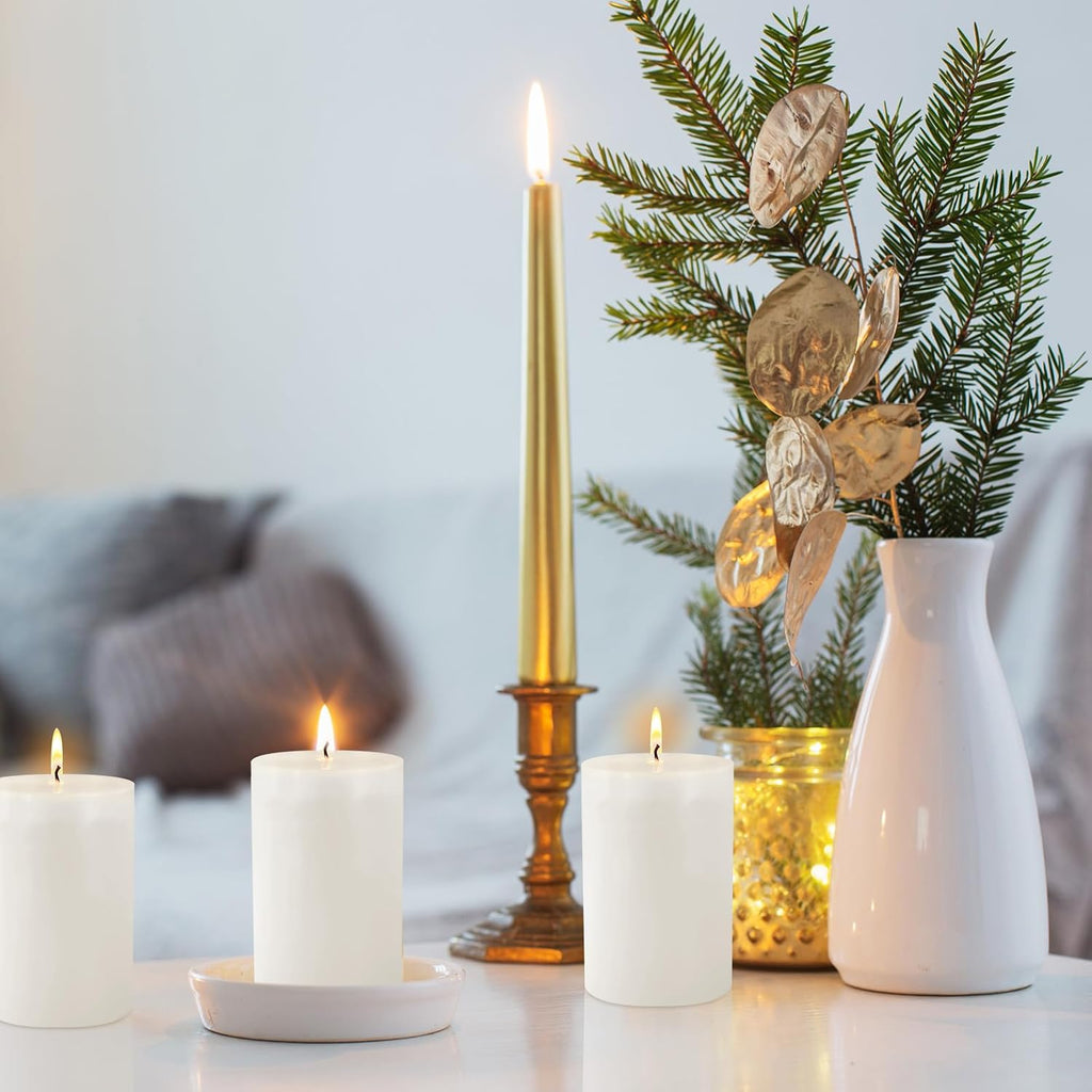 6 Pk 2.75x3.25 White Pillar Candles 40H Unscented Smokeless