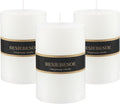 3×4 White Pillar Candles Set of 3 Unscented Handpoured Weddings, Home Decoration, Restaurants, Spa, Church Smokeless Cotton Wick