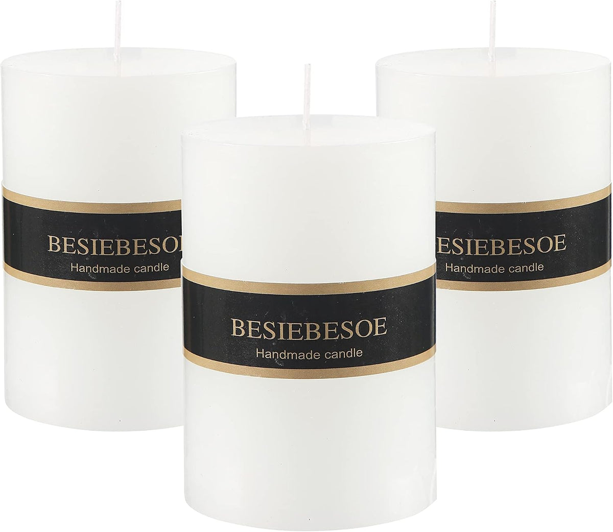 3×4 White Pillar Candles Set of 3 Unscented Handpoured Weddings, Home Decoration, Restaurants, Spa, Church Smokeless Cotton Wick