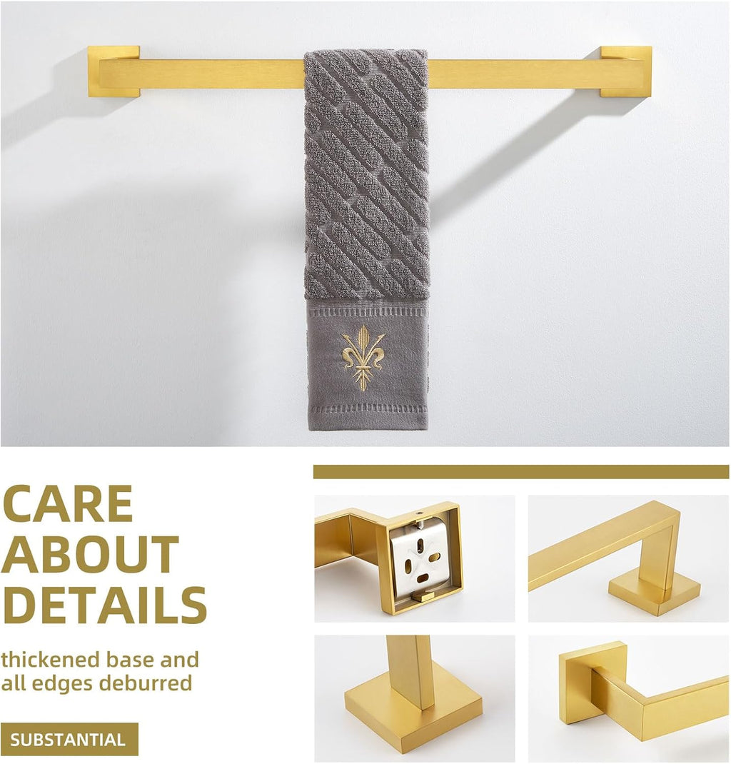 Angle Simple 23.74 Inches Towel Holder, Single Towel Bar, Brushed Dark Gold