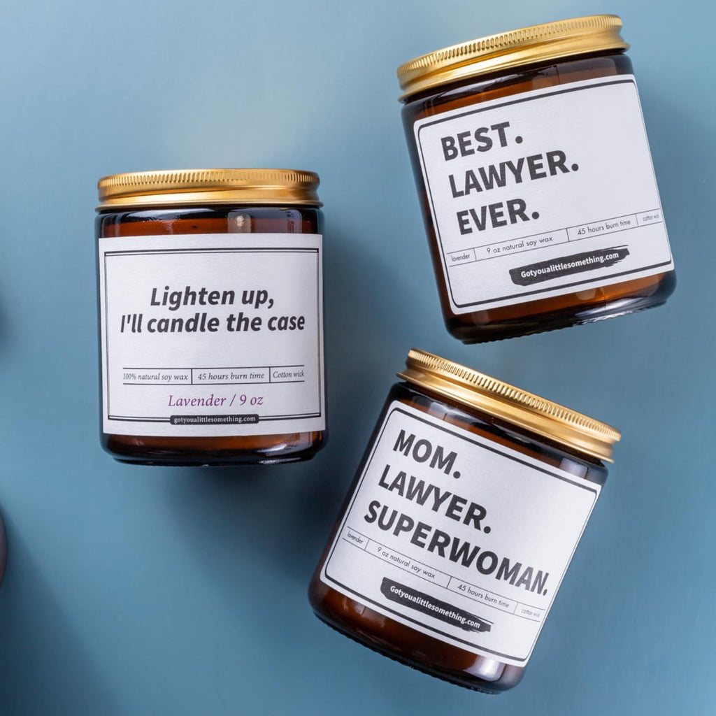Lawyer Gifts for Women – Lavender Scented Candle | Funny Birthday Candle for Lawyer, Law School Graduation, Bar Exam, Presents for Attorney, Office Desk Present - Law Gifts for Appreciation, Christmas