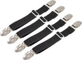 BetyBedy 4Pcs Adjustable Bed Sheet Fasteners Suspenders, Elastic Sheet Band Straps Clips, Cover Grippers Suspenders Holder for Mattress Pad Cover, Sofa Cushion (Black)