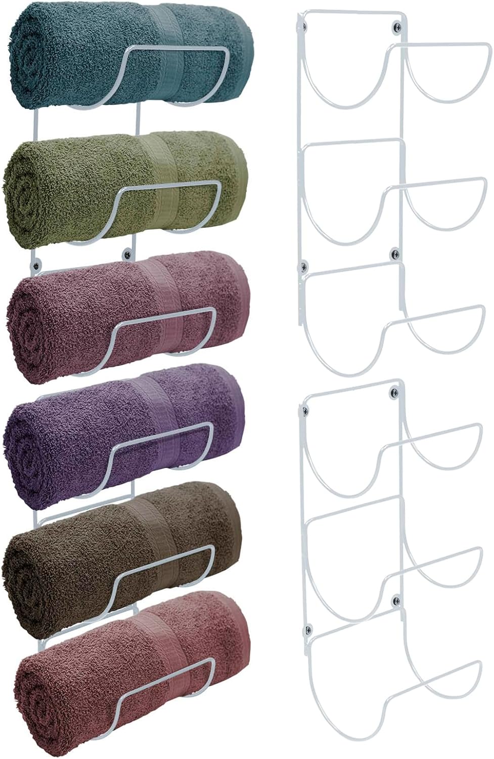 Sorbus Towel Racks for Bathroom, Wall Mounted (4 Pack 12 Towels, White)