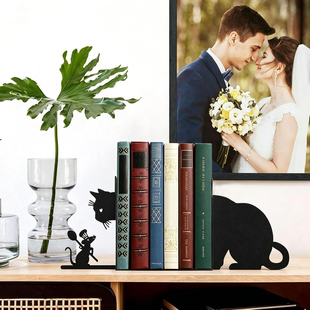 Cat and Mouse Book Ends for Shelves